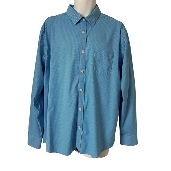 Untuckit Shirt Mens XXL Blue Shepherd Check Nylon Spandex Casual Office Business - Picture 1 of 5